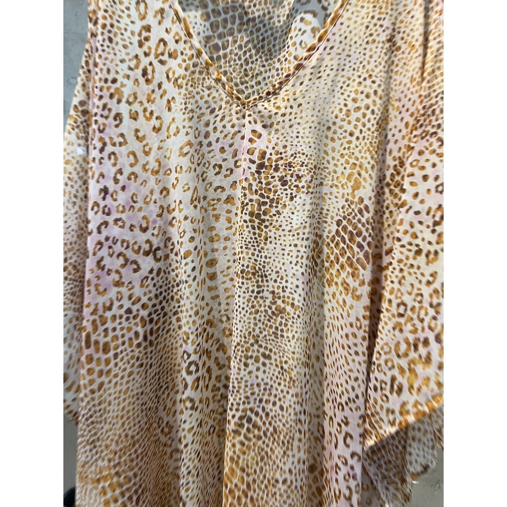 Show Me Your MuMu Peta Boo Tunic Kimono Womens M Sheer Animal Print Top Brown - Picture 3 of 10